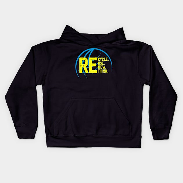 Recycle Reuse Renew Rethink Crisis Environmental Activism Kids Hoodie by sarabuild